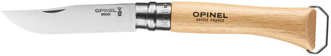 Opinel 法國不銹鋼折刀 櫸木刀柄附軟木塞拔除器開瓶器 No10, 原木色 + 銀色, 1個