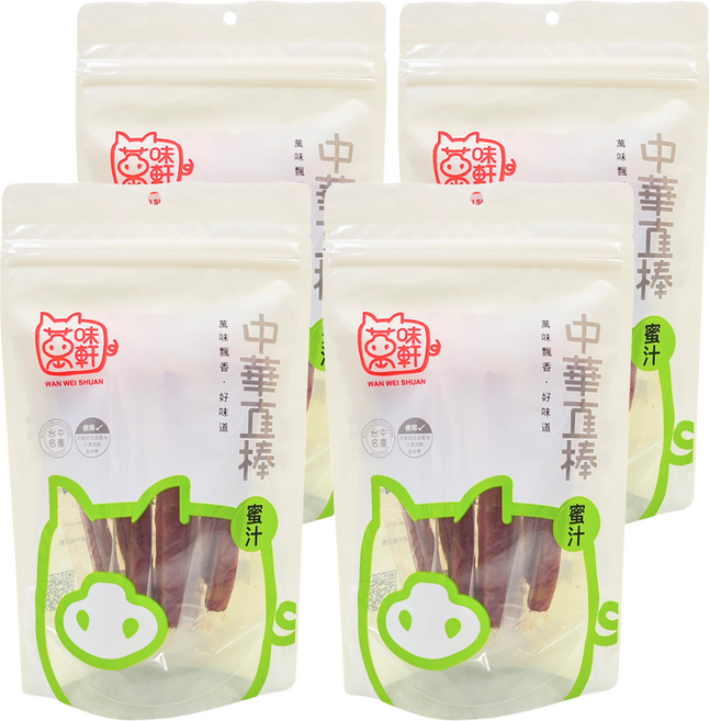 萬味軒 中華直棒蜜汁豬肉乾, 120g, 4袋