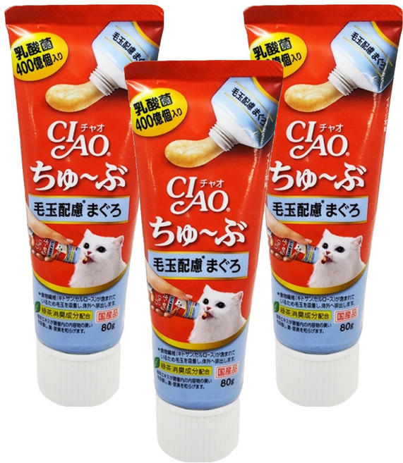 INABA CIAO 啾嚕 肉泥膏 CS-154, 鮪魚口味, 80g, 3條