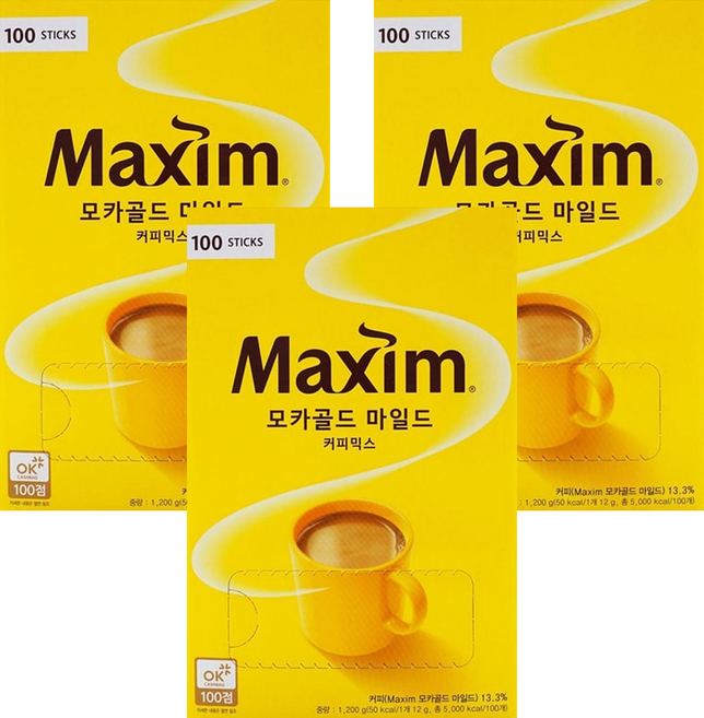 Maxim 麥心 摩卡經典三合一咖啡, 12g, 3盒, 100條