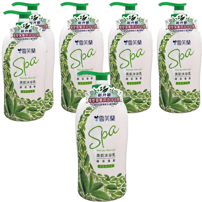雪芙蘭 美肌SPA沐浴乳 綠茶清新, 1kg, 6瓶