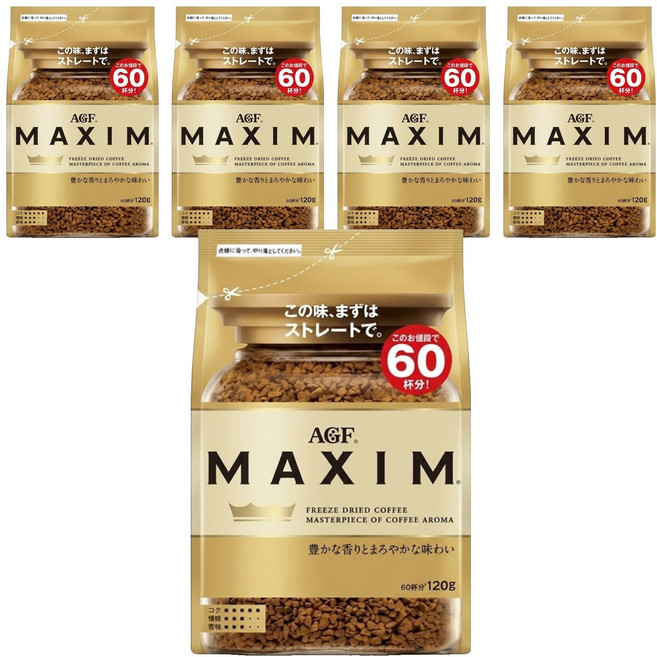 AGF MAXIM 咖啡豆, 5包, 120g, 1入