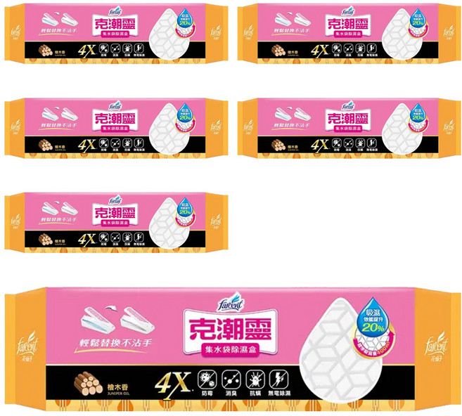 farcent 花仙子 克潮靈 集水袋除濕盒 檜木香, 180g, 6盒