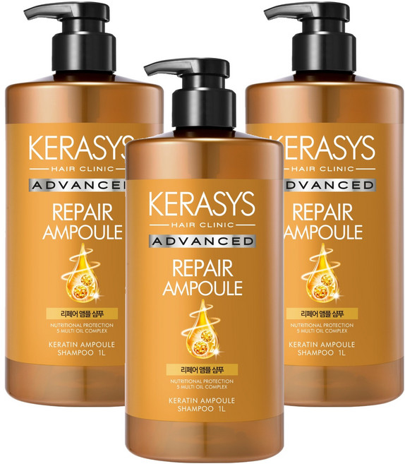 AEKYUNG 愛敬 Kerasys 頂級修護安瓶洗髮精, 1L, 3個