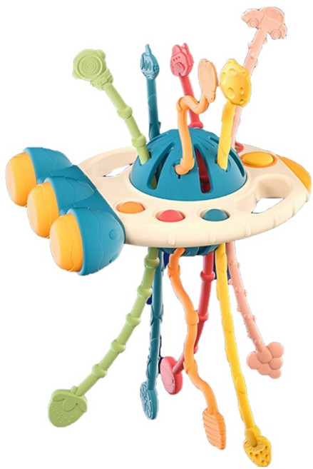 Sobebear 嬰兒玩具 趣味火箭拉拉樂 益智早教玩具, 1盒, 藍色