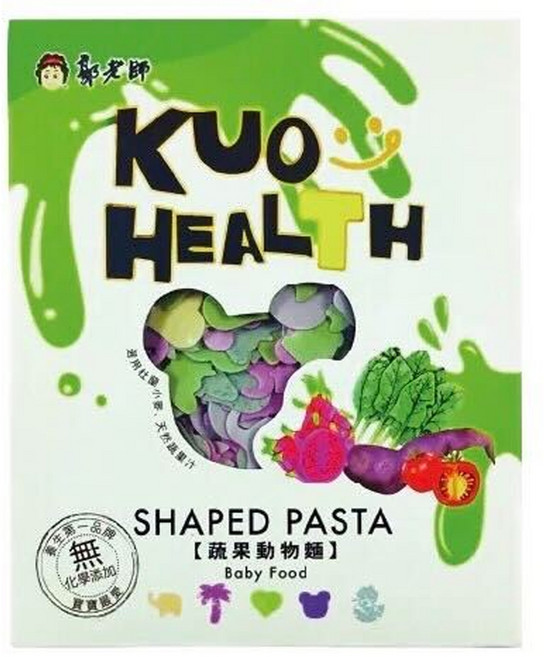 KUO HEALTH 郭老師 純手工無添加寶寶蔬果義大利麵 動物麵 8個月以上, 150g, 1盒