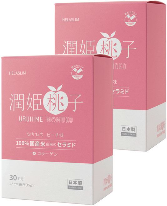 URUHIME MOMOKO 潤姬桃子 粉狀食品, 30條, 1.5g, 2盒