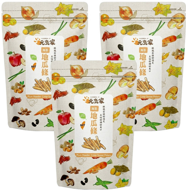 元氣家 御薯海苔地瓜脆條, 100g, 3包