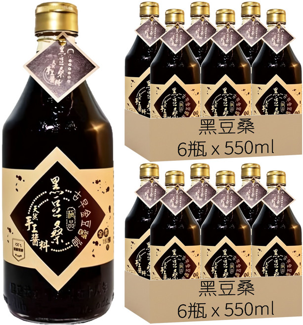 黑豆桑 天然古早金豆醬油, 550ml, 12瓶
