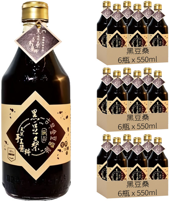 黑豆桑 天然古早金豆醬油, 550ml, 18瓶