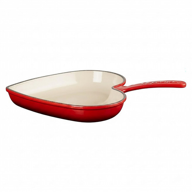 LE CREUSET 琺瑯鑄鐵單柄愛心煎盤 26cm 櫻桃紅 1個