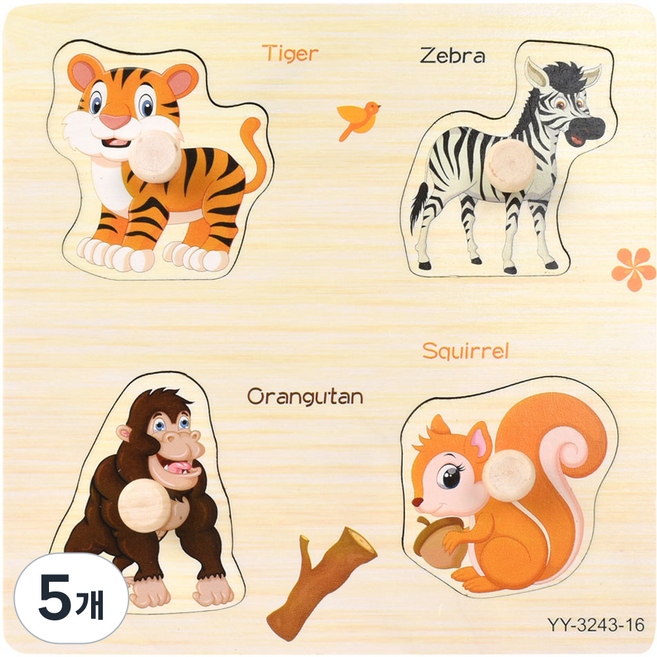 OZ TOY 板塊手抓板拼圖 動物 B, 5個, 4件
