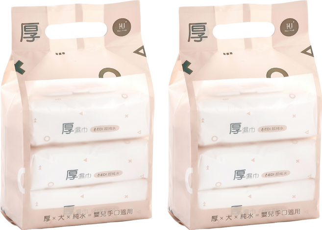 KU.KU Duckbill 酷咕鴨 KUKU PLUS EDI 超純水嬰兒手口厚濕巾, 6套, 80張, 5g