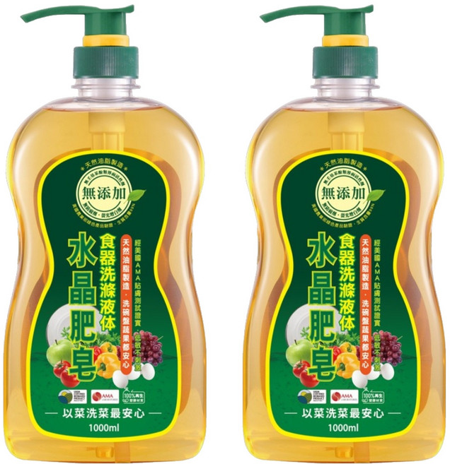 南僑水晶 水晶肥皂 食器洗滌液体, 1L, 2瓶