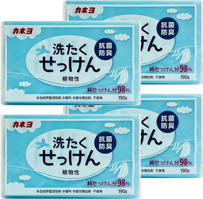 kaneyo 除臭抗菌洗衣皂, 190g, 4個