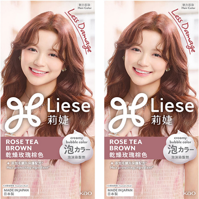 Liese 莉婕 泡沫染髮劑, 乾燥玫瑰棕色, 2個