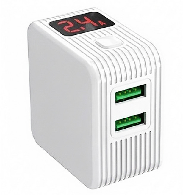 HONG JIN 宏晉 2埠 充電器 快充 自動斷電 智能數顯 白色 HJ-C0248 32g
