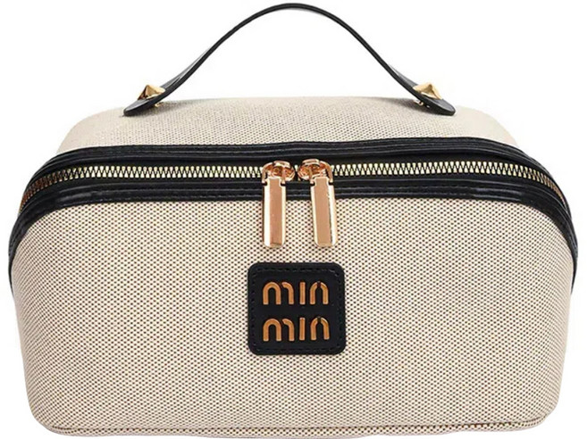 min min bags 韓版翻玩帆布化妝收納包 13 x 25 x 13cm, 1個, 高冷黑