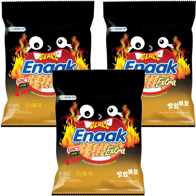 GEMEZ Enaak 韓式小雞麵 勁辣味, 84g, 3袋