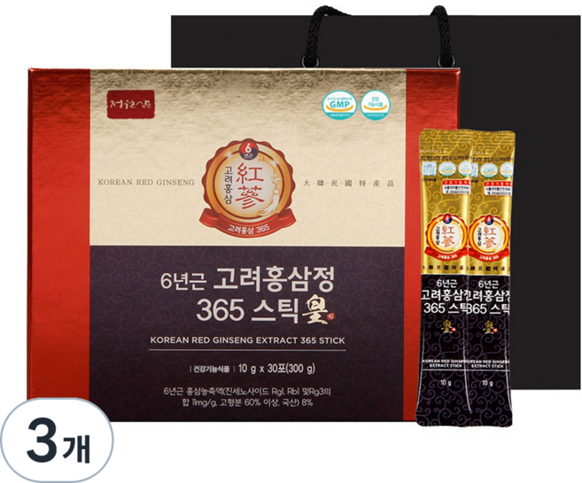6歲韓國紅參片365棒黃, 300g, 3個