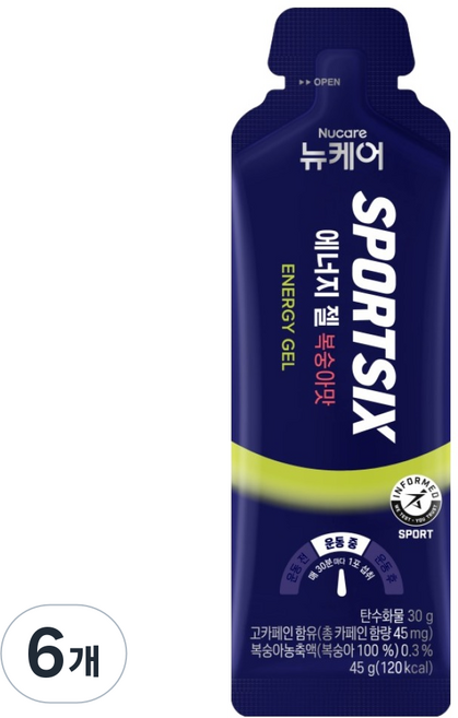 Nucare SPORTSIX 能量果凍 水蜜桃口味, 45g, 6個