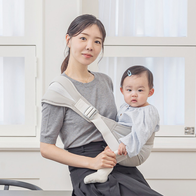 babysopoong 孩童用便攜式郊遊側腰揹帶, 灰色