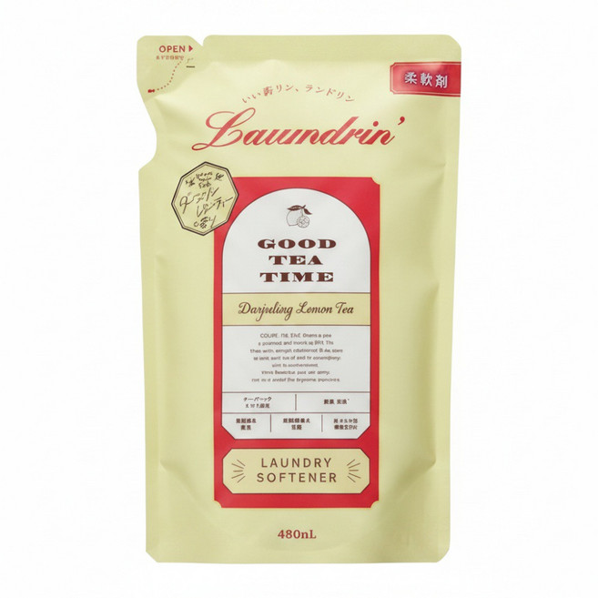 Laundrin' 朗德林 Good Tea Time柔軟精補充包 大吉嶺檸檬茶香, 1包, 480ml