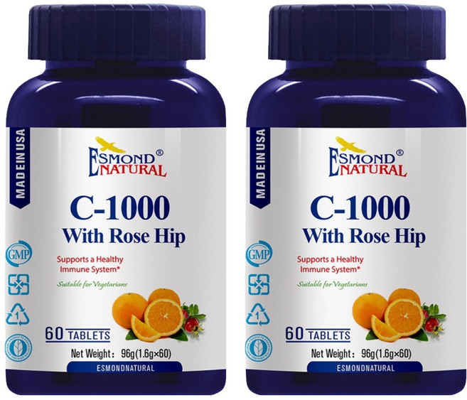 ESMOND NATURAL 愛司盟 緩釋型維生素C1000玫瑰果錠, 60顆, 2罐