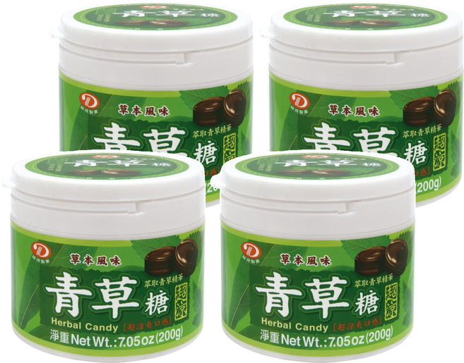 綠得製菓 超涼青草喉糖 綠, 200g, 4罐
