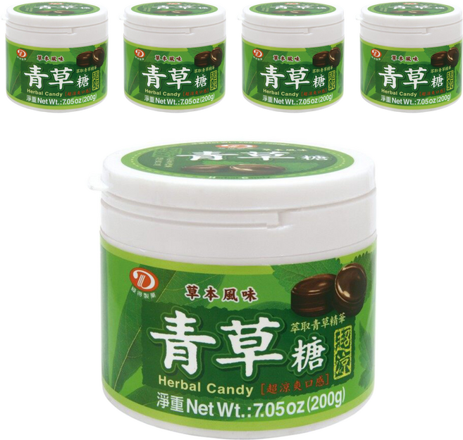 綠得製菓 超涼青草喉糖 綠, 200g, 5罐