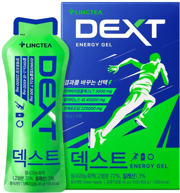 LINGTEA Dex-TR 右旋糖胺酸能量膠 青蘋果口味 10入, 450g, 1個