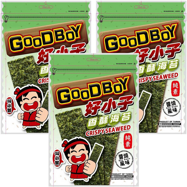 好小子 香酥海苔片 醬燒風味, 30g, 3包