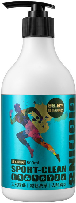 GIGIJING 淨極勁 專業運動酵素洗衣精 綠茶檸檬草香, 500ml, 1瓶