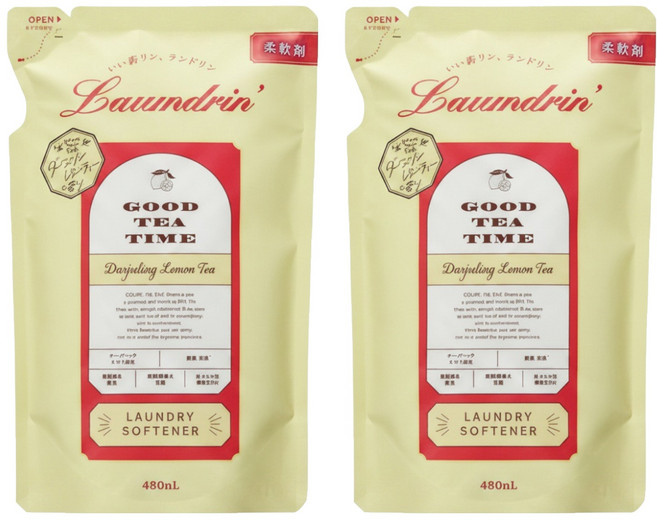 Laundrin' 朗德林 Good Tea Time柔軟精補充包 大吉嶺檸檬茶香, 2包, 480ml