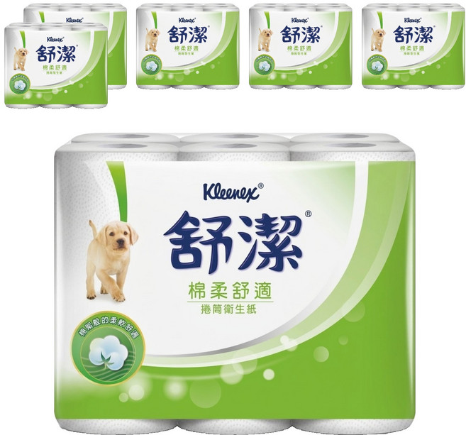 Kleenex 舒潔 棉柔舒適捲筒衛生紙 300張, 12捲, 6袋