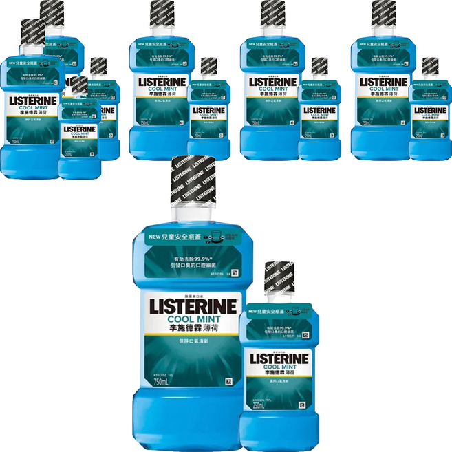 LISTERINE 李施德霖 台灣公司貨 薄荷除菌漱口水 750ml + 250ml, 1L, 6組