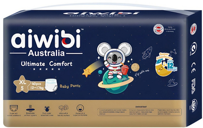 aiwibi 愛薇彼 夜用甄柔瞬吸 褲型尿布, XL, 40片