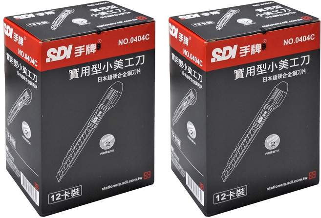 SDI 手牌 實用型小美工刀 12卡裝 0404C, 多色, 2盒