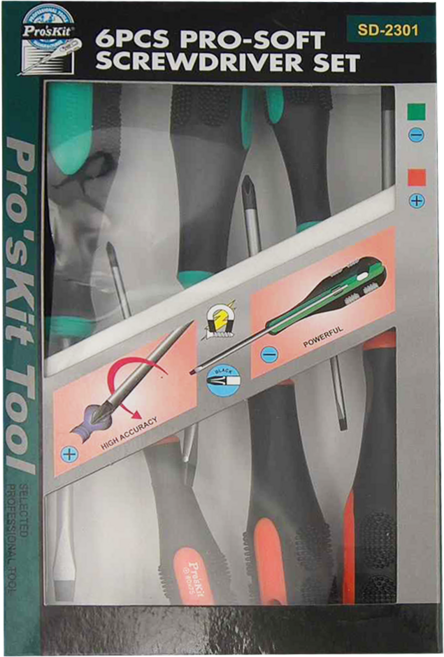 Pro'sKit 寶工 雙色軟柄起子組 十/一字6支組 SD-2301, 1組