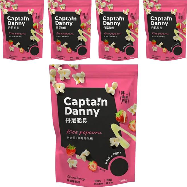 Captain Danny 丹尼船長 米米花 草莓煉乳味, 100g, 5包