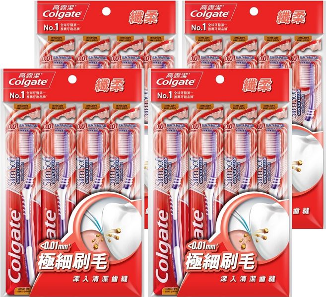Colgate 高露潔 纖柔牙刷 顏色隨機, 4支, 4包