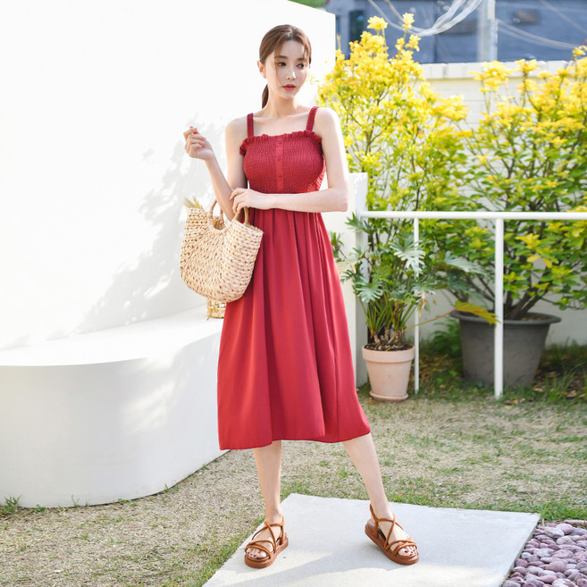 VENDIS 女款海灘莉莉連身裙 H254, 酒紅色