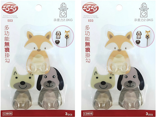 巧巧 無痕掛勾, 2個, 狐狸