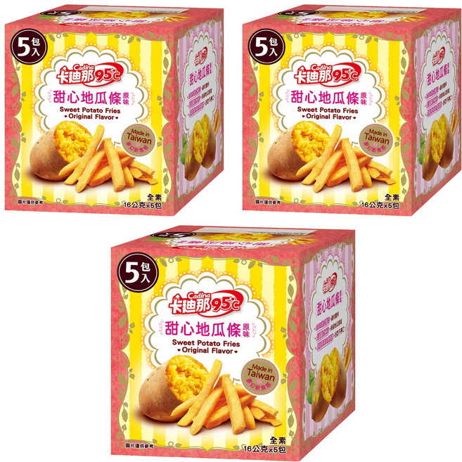 Cadina 卡迪那 95℃甜心地瓜條 全素 原味, 80g, 3盒