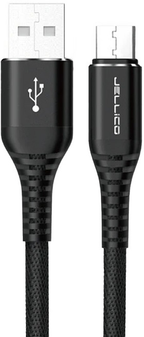 JELLiCO 杰力科 飛魚系列 MicroUSB耐拉折充電傳輸線, 1.2m, 黑色, 1個