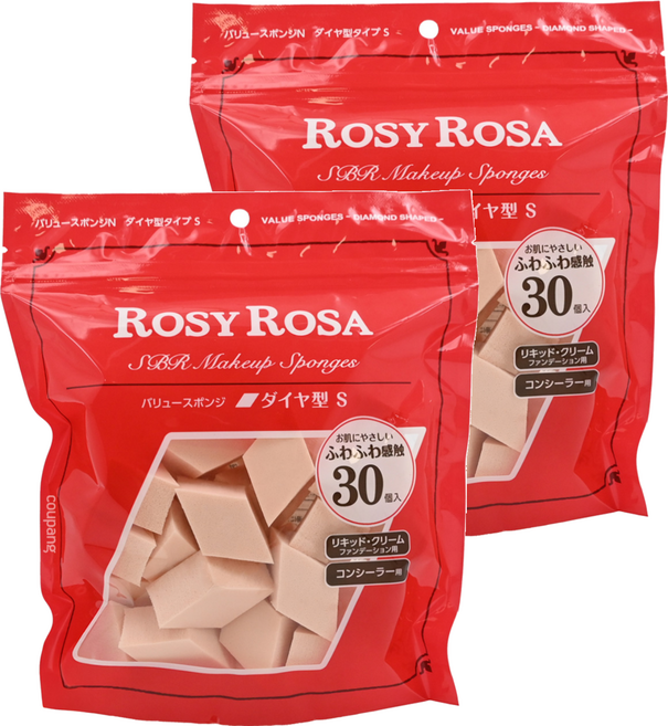 ROSY ROSA 粉底液粉撲 30個, 菱型, 2包