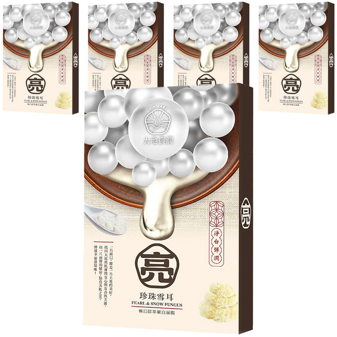 MY SCHEMING 我的心機 大地農潤 極潤鮮萃珍珠雪耳嫩白面膜 柔嫩膚感 親膚舒適 植物纖維膜布, 5片, 5盒