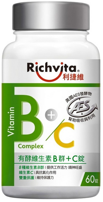 Richvita 利捷維 有酵維生素B群 + C錠, 60錠, 1瓶
