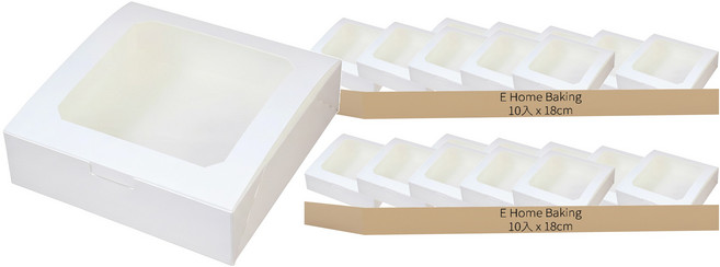 E Home Baking 透明開窗正方形快開禮物盒 18cm, 20入, 混合顏色