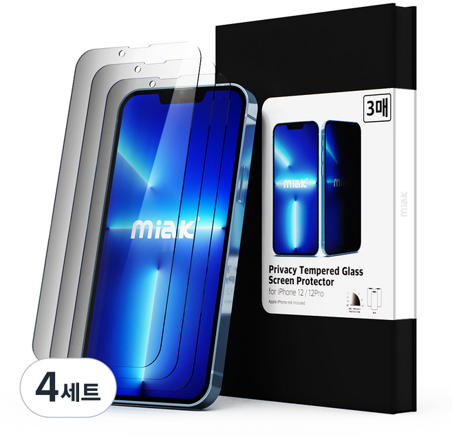 miak Novel私密保護強化玻璃全覆蓋螢幕保護貼 3個入, 4套